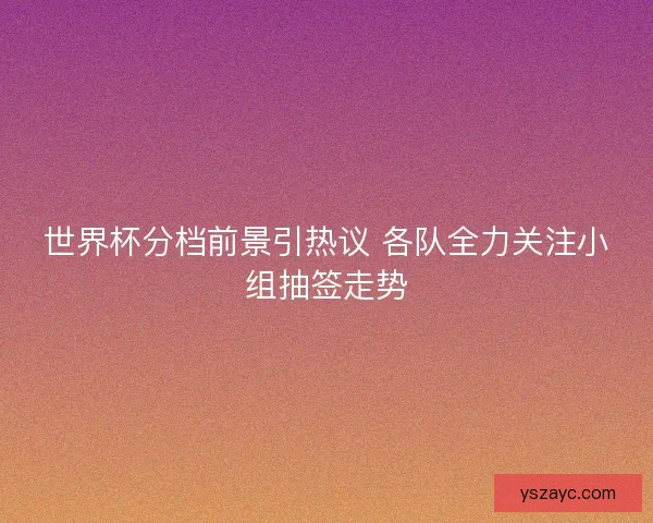 世界杯分档前景引热议 各队全力关注小组抽签走势