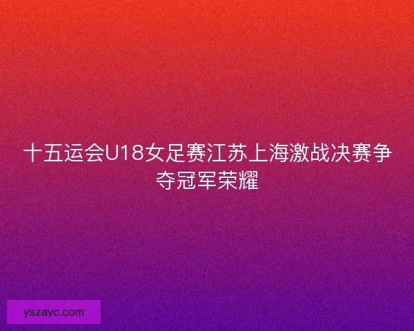 十五运会U18女足赛江苏上海激战决赛争夺冠军荣耀